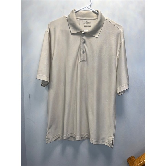 PGA Tour Other - PGA Tour Polo Shirt Mens Large Tan Short Sleeve Golf Performance Good Ribbed